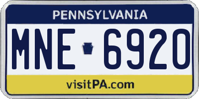 PA license plate MNE6920
