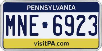 PA license plate MNE6923