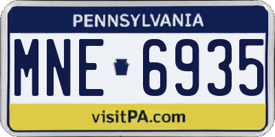 PA license plate MNE6935