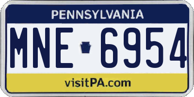 PA license plate MNE6954