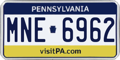 PA license plate MNE6962