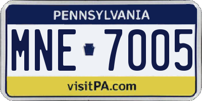 PA license plate MNE7005