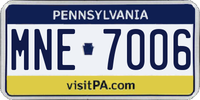 PA license plate MNE7006