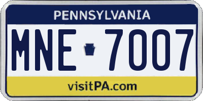 PA license plate MNE7007