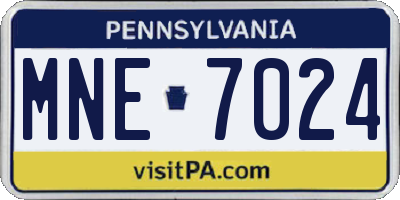 PA license plate MNE7024