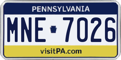 PA license plate MNE7026