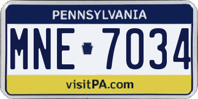 PA license plate MNE7034
