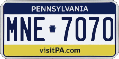 PA license plate MNE7070