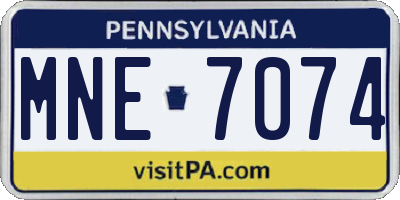 PA license plate MNE7074