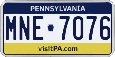 PA license plate MNE7076