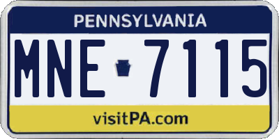 PA license plate MNE7115