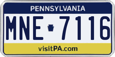 PA license plate MNE7116
