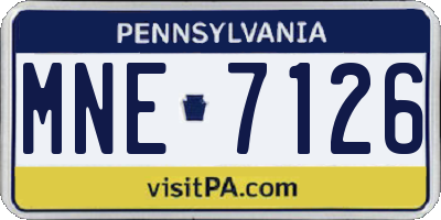 PA license plate MNE7126