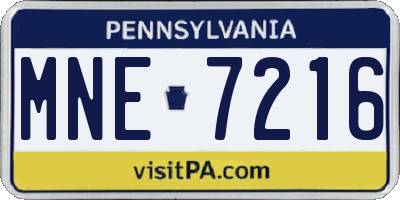 PA license plate MNE7216