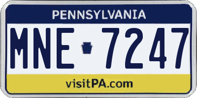 PA license plate MNE7247