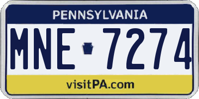 PA license plate MNE7274