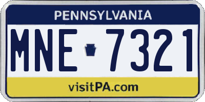 PA license plate MNE7321