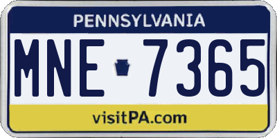 PA license plate MNE7365