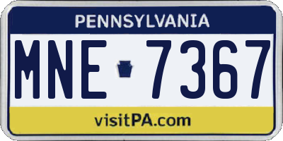PA license plate MNE7367
