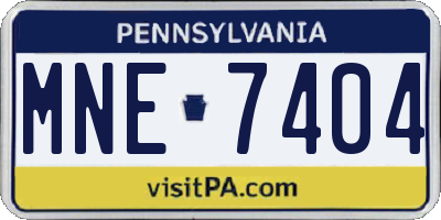 PA license plate MNE7404