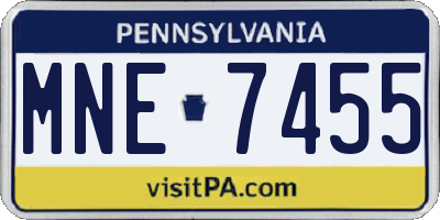PA license plate MNE7455