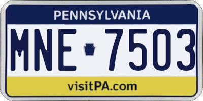 PA license plate MNE7503