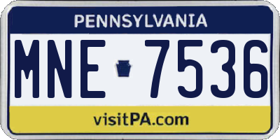 PA license plate MNE7536