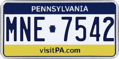 PA license plate MNE7542