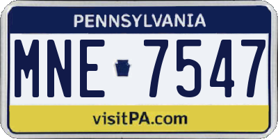 PA license plate MNE7547