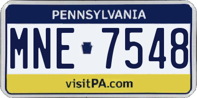 PA license plate MNE7548