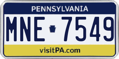 PA license plate MNE7549