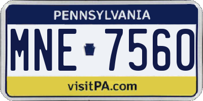 PA license plate MNE7560