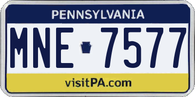 PA license plate MNE7577