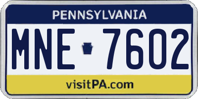 PA license plate MNE7602