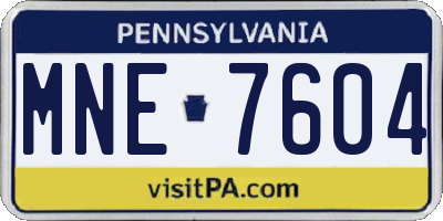 PA license plate MNE7604