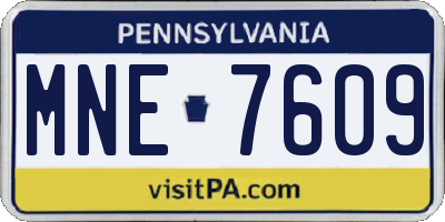 PA license plate MNE7609