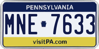 PA license plate MNE7633