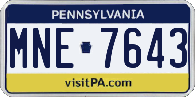 PA license plate MNE7643