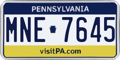 PA license plate MNE7645