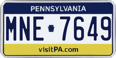 PA license plate MNE7649