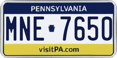 PA license plate MNE7650