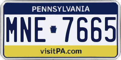 PA license plate MNE7665