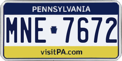 PA license plate MNE7672