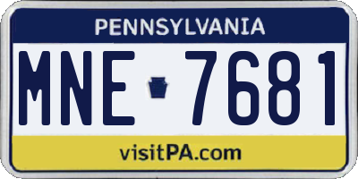 PA license plate MNE7681