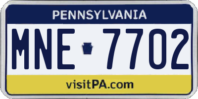 PA license plate MNE7702