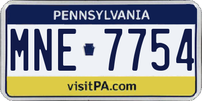 PA license plate MNE7754