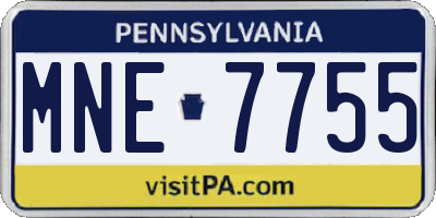 PA license plate MNE7755