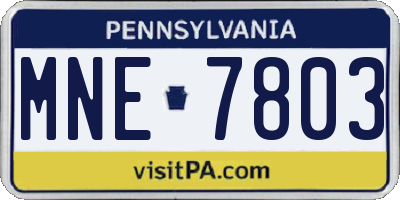 PA license plate MNE7803