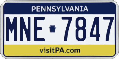 PA license plate MNE7847