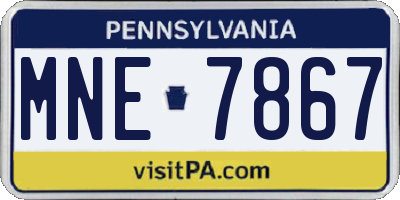 PA license plate MNE7867